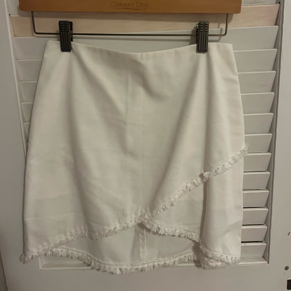 White wrap style mini skirt skirt